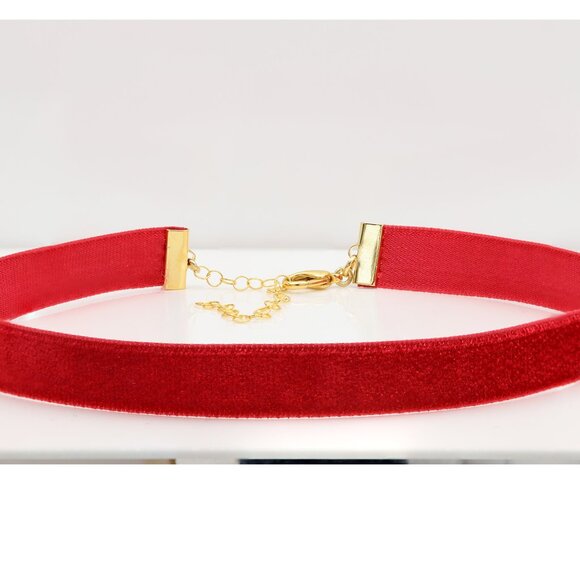 Red Choker Japanese Velvet Adjustable Necklace red Chokers (#58) - Picture 7 of 10
